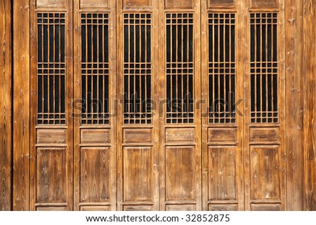 Chinese old wooden door  in a  ancient building,this style is used in several hundred years ago