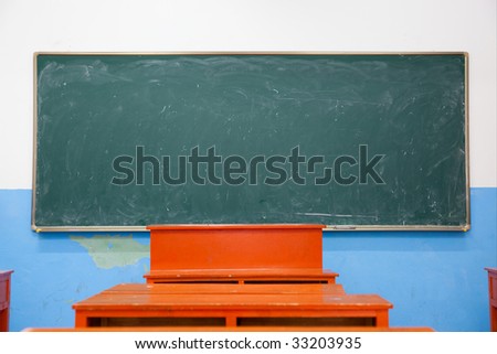 Blackboard in an empty classroom  in China