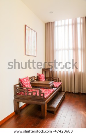 Interiors with Chinese old style wooden chairs
