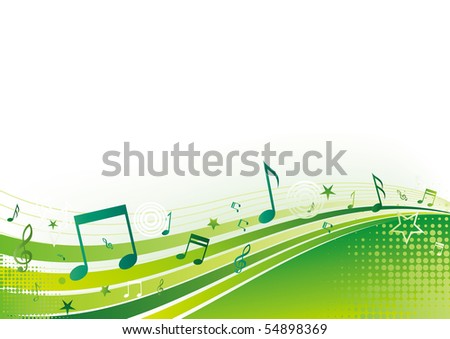 stock vector notemusicgreen background