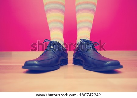 Businessman shoes with colorful long socks