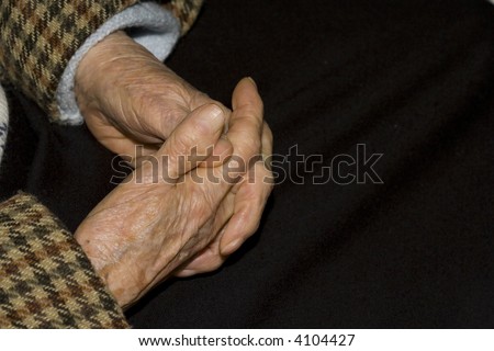 The old hands of a extreme old lady