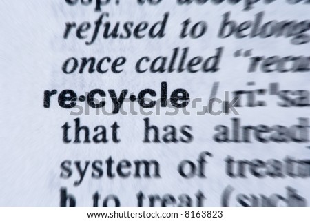 Recycle Word in the dictionary. Zoom blur effect.