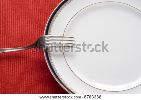 fork and porcelain plate  (copy space in the plate)