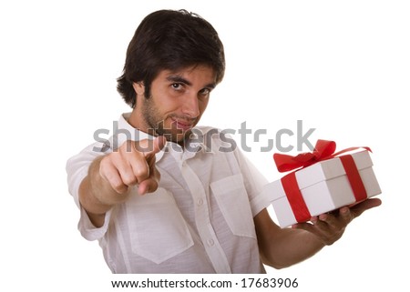 Gifts Young  on Young Man With A Wrapped Gift Box For You Stock Photo 17683906