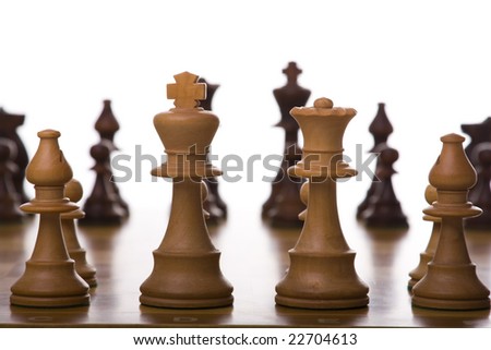 close perspective of chess pieces  (selective focus)