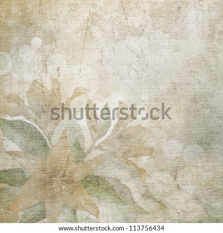 Old scratched paper with flowers background.