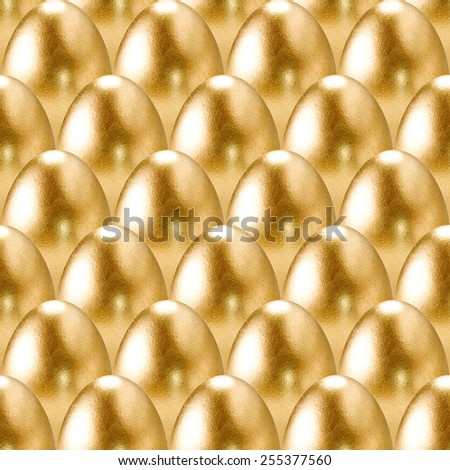 Seamless gold eggs pattern.