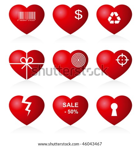 Icon Hearts On White Background. Stock Vector Illustration 46043467