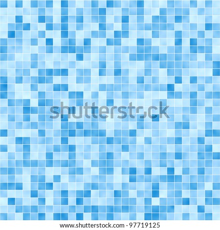 Blue mosaic tile seamless pattern - background for continuous replicate.