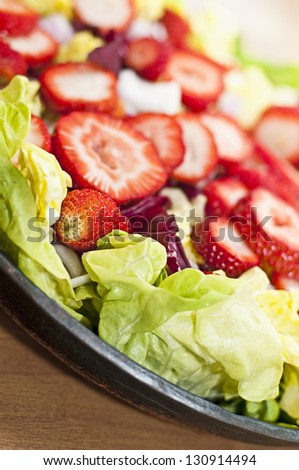 Fresh Strawberry Salad On Butter Lettuce