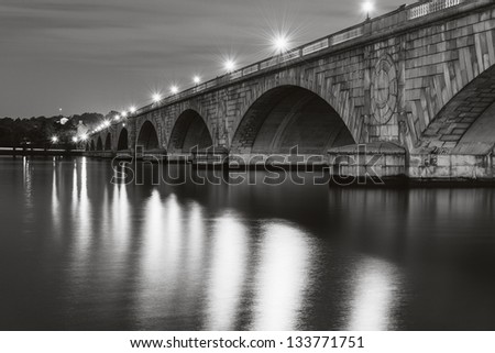 Arlington Memorial Bridge At Night