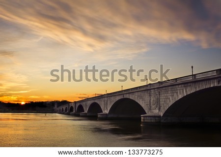 Arlington Memorial Bridge At Sunset