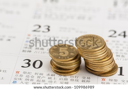 Coins on Chinese calendar