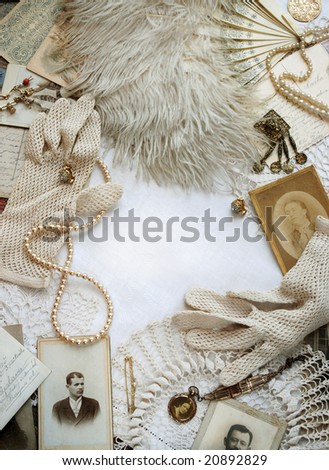 Vintage bordering with fan and photos Vintage bordering with fan and photos
