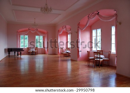 Castle room with pink alcoves