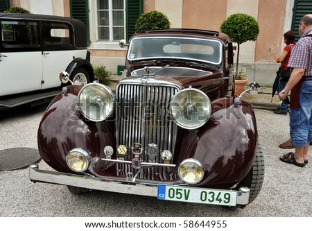 RATIBORICE, CZECH REPUBLIC - AUGUST 7: IX. Vintage car show - Jaguar model from 1930s. August 7, 2010 in Ratiborice Castle, Czech Republic
