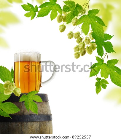 Beer and hop plant in retro style