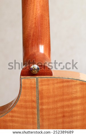 guitar heel view from the back of acoustic guitar body