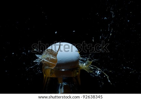 the moment when the egg explode, shooting by gun