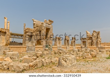 Ruins of old city Persepolis, a capital of the Achaemenid Empire 550 - 330 BC.