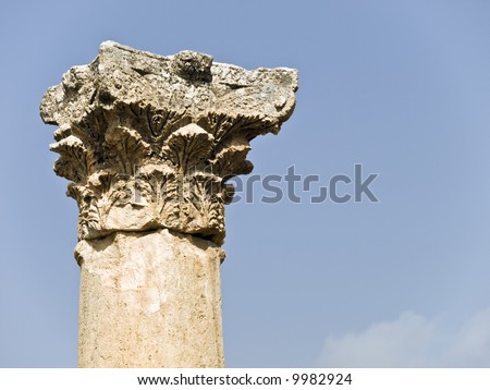 Roman Corinthian column in Jerash, Jordan