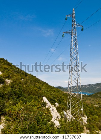 electric trunk in the mediterranean landscape against a blue sky
