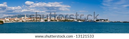 Croatian city Split. Urban area - Adriatic sea. Banner format.