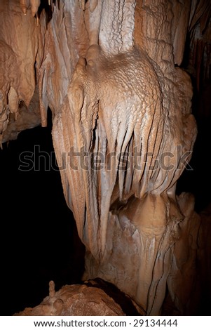 Croatia is full of caves like this one in limestone rocks. This is Inside details with  stalagmites and stalactites . Location: Dubrovnik area.