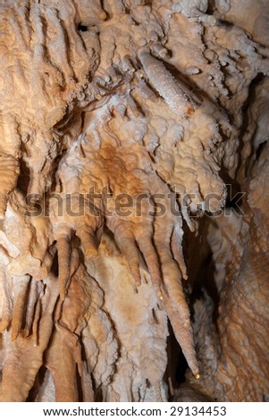 Croatia is full of caves like this one in limestone rocks. This is Inside details with  stalactites . Location: Dubrovnik area.