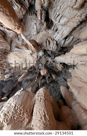 Croatia is full of caves like this one in limestone rocks. This is Inside details with  stalagmites and stalactites . Location: Dubrovnik area. Fish lenses shot. 30sek shot with multiple flashes.