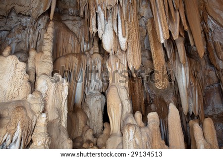 Croatia is full of caves like this one in limestone rocks. This is Inside details with  stalagmites and stalactites . Location: Dubrovnik area. 30sek shot with aprox. 30 flashes fired.