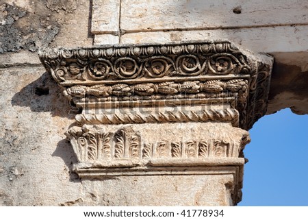 Pompey made Apamea (Apameia) or Afamia (Arabic) part of the Roman Empire in Syria. Cardo maximus street - column detail. Roman and Byzantine period