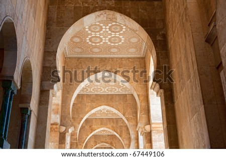 King Hassan II mosque, Casablanca, Morocco. Arab arches