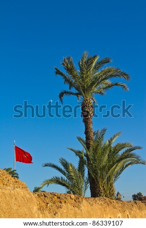 Flag in Mausoleum of Mohammed V, Rabat, Morocco. It goes down and up every day with ceremony