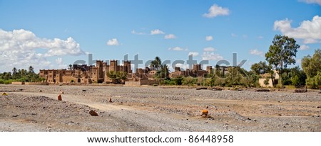Fortified Mud Houses in the Kasbah, Ouarzazate, Morocco. Souss-Massa-DraÃ¢ region.