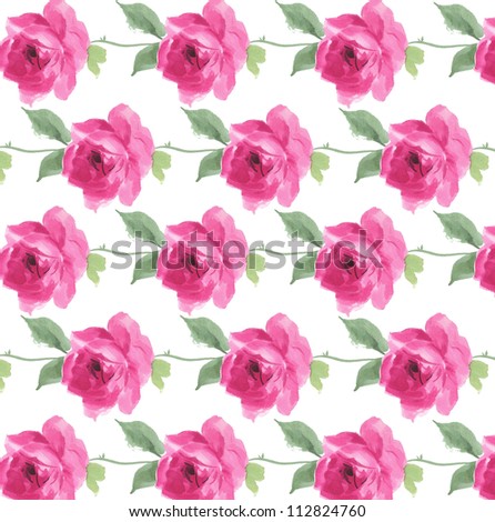flowers hand painted water color design of perfect roses in a seamless pattern
