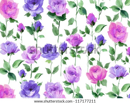 flowers watercolor floral rose seamless pattern