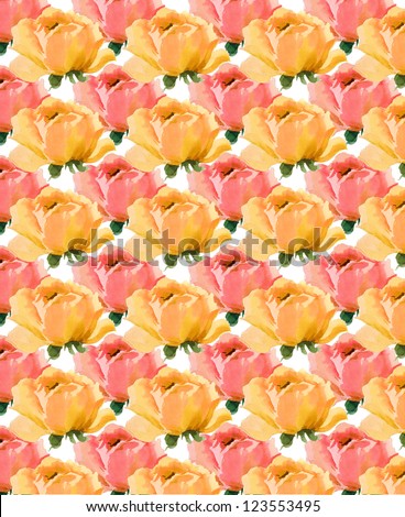 Beautiful rose flowers watercolor painting seamless wall paper background