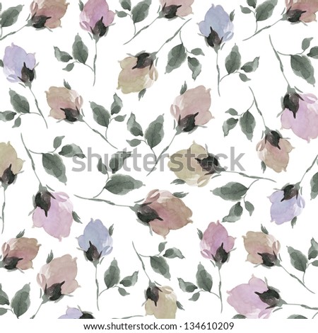 flowers watercolor original pattern seamless design