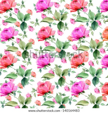 flowers watercolor original pattern seamless  rose design