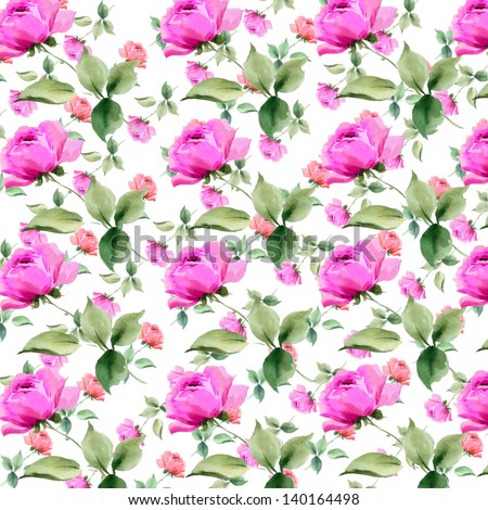 flowers watercolor original pattern seamless  rose design
