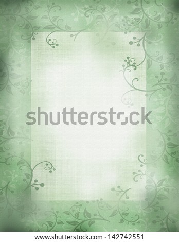 antique foliage  border  emerald green frame design perfect for stationery, menus and  note cards copy ready