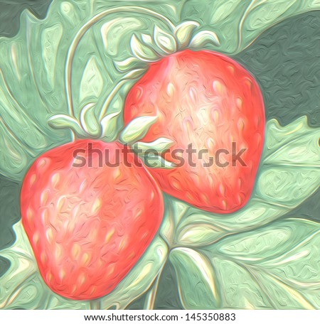 strawberry abstract  textured fruit  original art painting