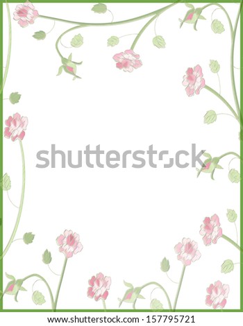 Rose Flower hand painted border frame sympathy card