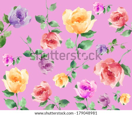 flowers rose watercolor original pattern seamless design