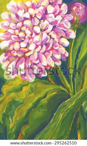 Flower  peony dahlia chrysanthemum Watercolor original art painting