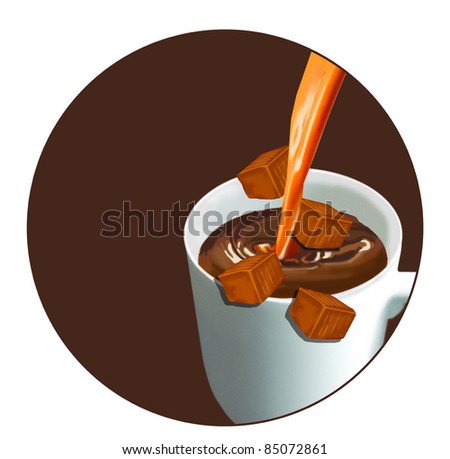 delicious caramel  swirl coffee illustration