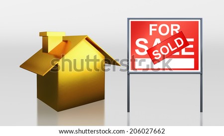 3d render of gold house for sale sold