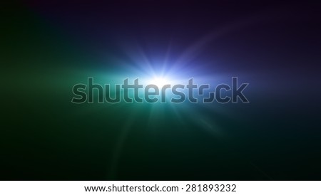 space star flare blue and green color lens flare special effect